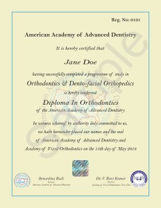 AAAD Diploma In Orthodontics
